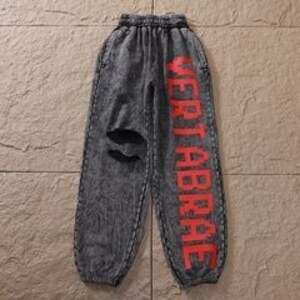 Vertabrae C-1 Washed Grey Red Distressed Sweatpants
